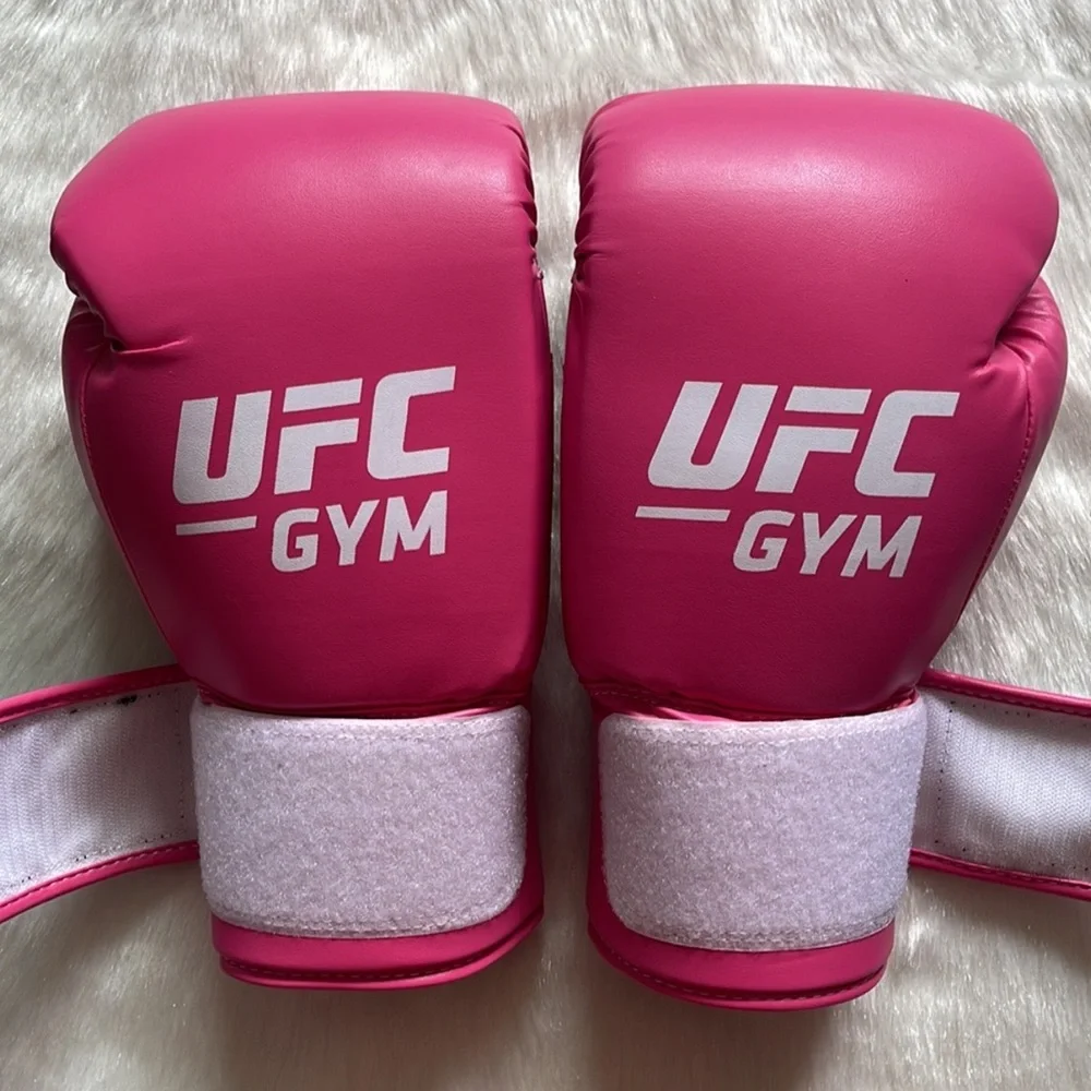 UFC Gym Premium Pink Women’s Training Sparring Gloves Hand Wraps & Red Bag Set